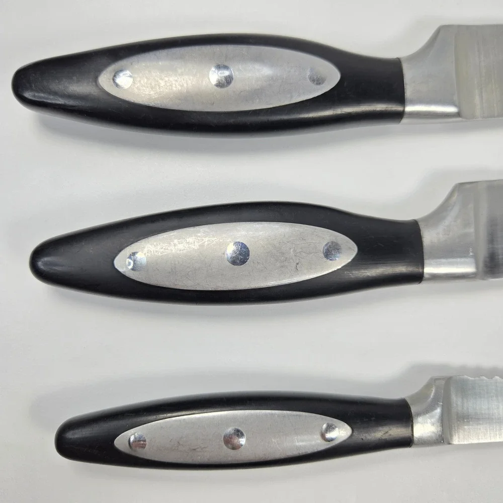 Cuisinart 3‎ Stainless Steel Knives Set Carving Bread Serrated Utility Black